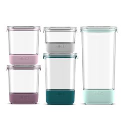 Plastic Food Storage Canisters with Airtight Lids. Set of 5